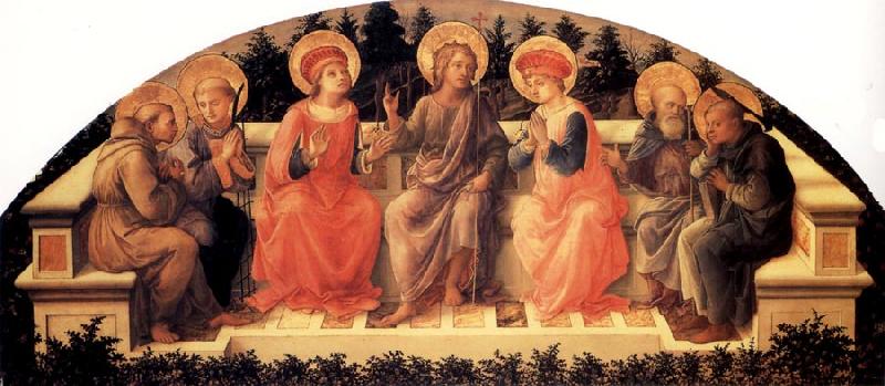 Fra Filippo Lippi Sts Francis,Lawrence,Cosmas or Damian,John the Baptist,Damian or Cosmas,Anthony Abbot and Peter France oil painting art